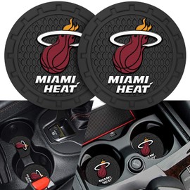 Heat Car Cup Holder Coasters,Miami Heat Car Cup Coasters for Cup Holder,2pcs Car Cup Holder Insert,Basketball Stuffs for Cars,Anti-Split Dust Proof Car Cup Mat,Silicon Car Coasters,2.75''