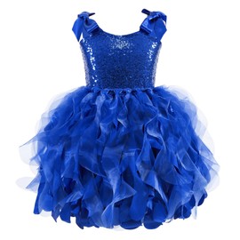 Royal Blue Tutu Dress for Girls Sequin Tulle Fairy Sneaker Ball Dresses for Toddler Kid Little Girl Fancy Sparkly Princess Mommy and Me Dresses Easter Graduation Birthday Outfit Size 7-8T
