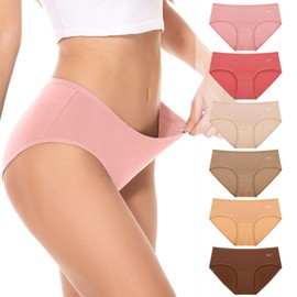 PULIOU Womens Underwear Cotton Hipster Panties Low Waist Briefs Stretch Seamless Breathable Underpants 6 Pack