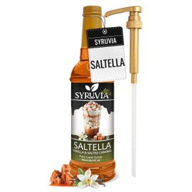 Syruvia SALTELLA Coffee Syrup Vanilla Salted Caramel - 25.4 fl oz - Kosher Syrups, Gluten Free With Pump