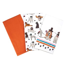 SiXsigma Sports Tea Towels 100% Cotton Decorative Kitchen Dish Linen Cooking BBQ Dogs Pack of 3