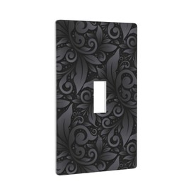 Black 3D Floral Pattern Light Switch Cover Decorative Wall Plate 1 Gang Single Toggle Electrical Switch Plate Cover Kitchen Bedroom Standard Size 4.5 X 2.76 in