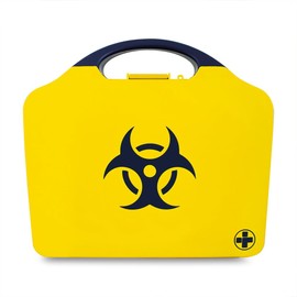 Reliance Medical - Biohazard Body Fluid Clean-Up Kit For The Treatment of Infectious Micro-Organisms - 2 Single Application Packs- Black/Yellow Wall Mountable Box
