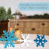 5Pcs Snowflake Christmas Table Decorations, White Blue Wooden Snowflakes Tabletop
