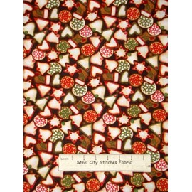 FlashPhoenix Quality Sewing Fabric –Christmas Frosted Sugar Cookies 100% Cotton Fabric Hot Cider Yard 36 x 44 Inch