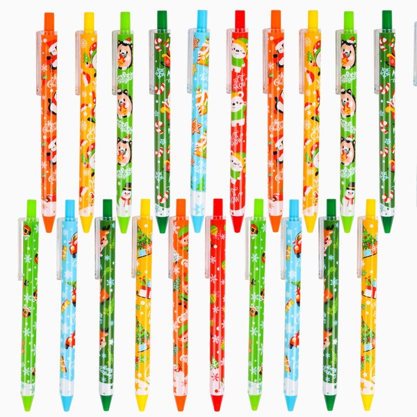 DERAYEE 36PCS Christmas Retractable Pen, Christmas Ballpoint Pens with Black