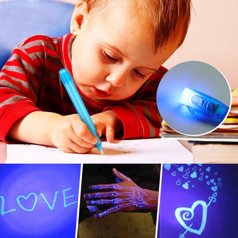 ENJOCASES 30 Pieces Invisible Ink Pen with UV Light Spy