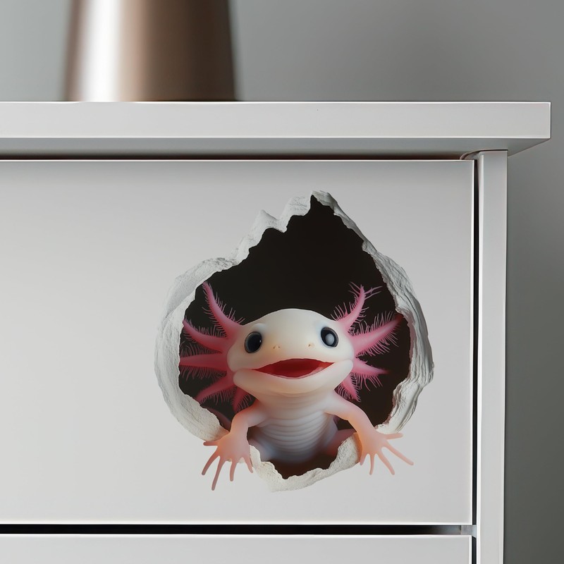 Axolotl Decal - Wall Hole Sticker with 3D Effect