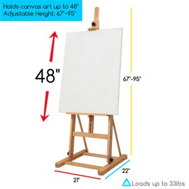 MEEDEN Art Painting Easel - Solid Beechwood H-Frame Studio Easel Stand, Artist Adjustable Floor Easel for Painting Adults, Beginner & Artists, Painter Wooden Easel Holds Canvas Art up to 48"
