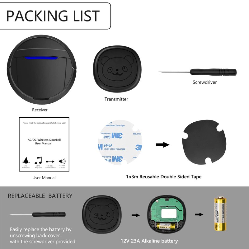 Whimsii Wireless Dog Doorbell, Ring Bell to Go Outside, IP55