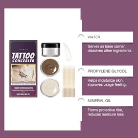 Kit Profesional de Cobertura para Tatuajes, Maquillaje Corrector | Para Cara y Cuerpo, Cubre Fácilmente Los Tatuajes, Aplicación Suave, Tono Natural, 
