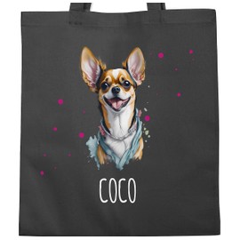 Geschenk mit Namen personalisiert by Shirtracer - Cotton Bag - Dogs - Chihuahua - Dog Owners Gift, 1 Dark Grey, Unit size