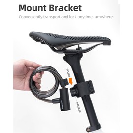 ROCKRBOS Bike Cable Lock with Key, ABS Lock Shell, 2 Keys & 1 Mount Bracket, Cable Lock for Bicycle/Scooter/Gate