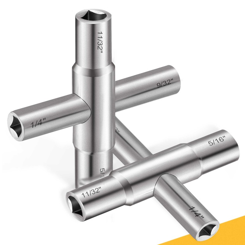 Hanpex 4-Way Sillcock Key Wrench, 1/4", 9/32", 5/16", 11/32", Fits