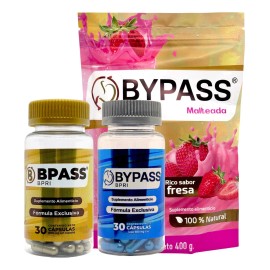 Bypass Bpri Malteada Fresa + Duo Cápsulas Azul Dorado