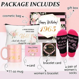 Didaey 7 Pcs 60th Birthday Gifts for Women, Happy Birthday Gifts for Her, 1965 Funny Birthday Ideas Gift Set for Friends Female Mom Wife Sister Coworker, Happy Birthday Gift Box Basket