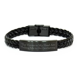 Funny Crocheting Quotes Interlaced Leather Bracelet Gifts from Men to Crocheting Friends on Father's Day