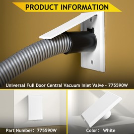 HASME 775595V3W Central Vacuum Inlet Valve Replacement for ElectraValve Fits for All Direct Connect Hoses, 5 1/8"H x 3 7/16"W x 1 1/2"ID