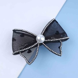 Yheakne Boho Black Lace Bow Hair Clip Cz Lace Hair Pin Clip Black Bowknot Hair Barrette Pin Cz Bow Head Clip Headwear Decorative Headpieces Hair Accessories for Women and Girls
