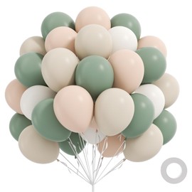 60pcs Sage Green Balloons 12inch with Sage Green Nude Sand White Balloons for Neutral Bridal Baby Shower Wedding Birthday Engagement Party Decorations