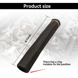 8PCS 1200 Degree Spark Plug Heat Shield Cover, Protection Insulator Sleeve, Spark Plug Insulator Wire Boots, 6 Inch Compatible with Car Truck (Black)