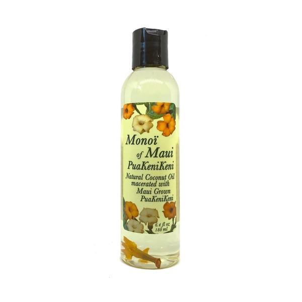 Monoi of Maui PuaKeniKeni Flower Natural Coconut Oil for Skin, Hair, Tanning, and Massage