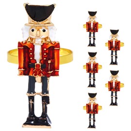 SEWACC 6pcs Nutcracker Metal Napkin Rings Christmas Napkin Holder Rings for Cloth Napkins Christmas Nutcracker Solider Napkin Holder Decorative Xmas Holiday Serviette Buckles for Dinner Table
