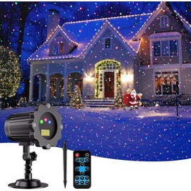 FLITI Laser Christmas Projector Lights Outdoor, Waterproof Christmas Decorations Moving Stars Light Show, Remote Control Timer, Holiday Projector Decorations for House, Yard & Garden
