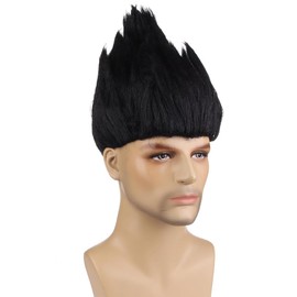MAGQOO Black Flame Shape Hair Cosplay Costume Party Black Short Straight Spiky Wig