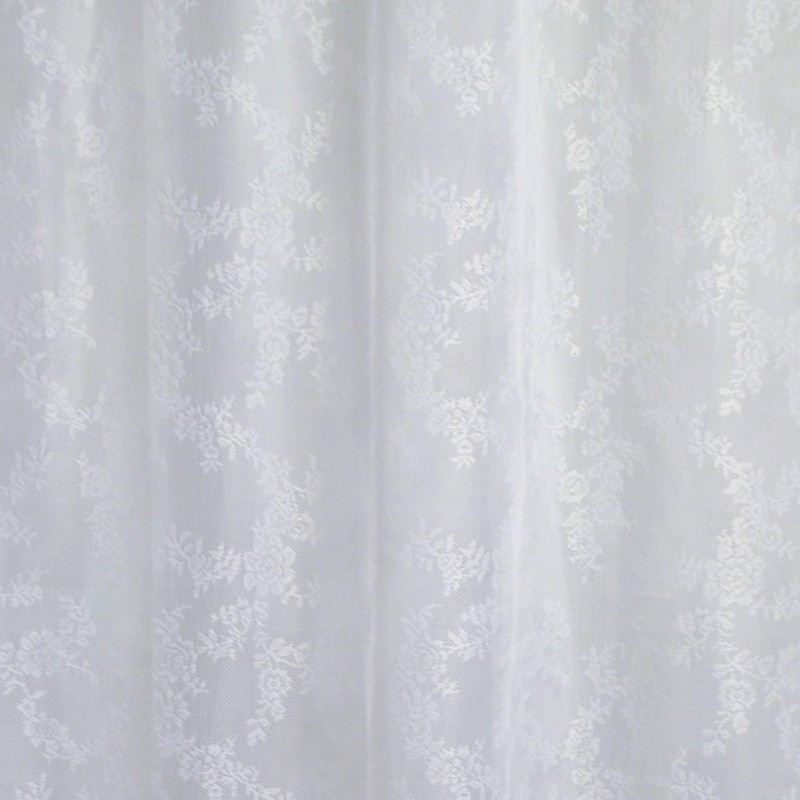 DII Translucent Lace Shower Curtain, 72x72, Flower Blossom White
