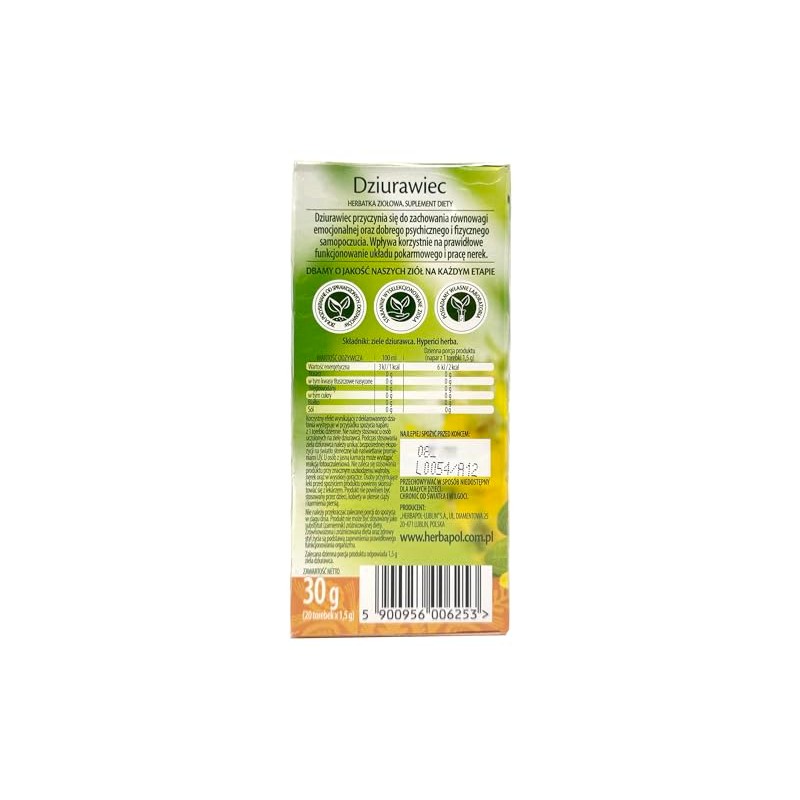 Herbapol St. John's Wort Tea - Caffeine-Free 20 Tea Bags,