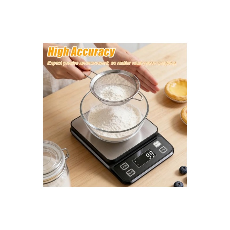 Waterproof Kitchen Scale, 10kg/22lb Food Scale Precisely Measures Grams and