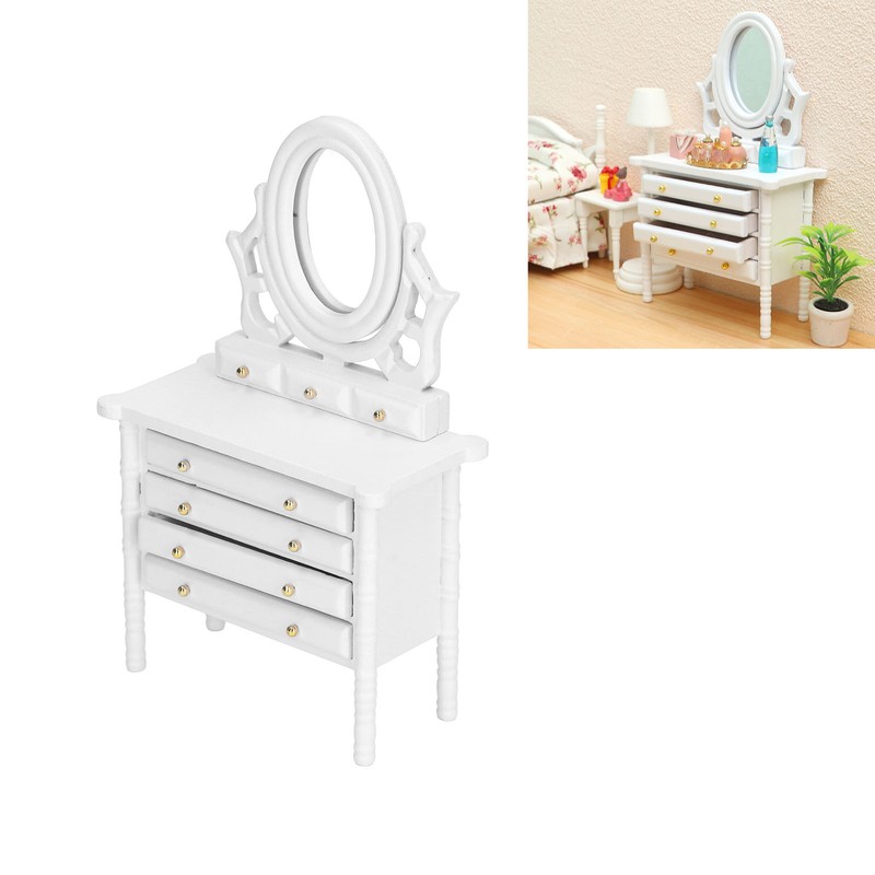 1:12 Scale Dollhouse Toilet Table High Simulation Wooden Miniature Dressing