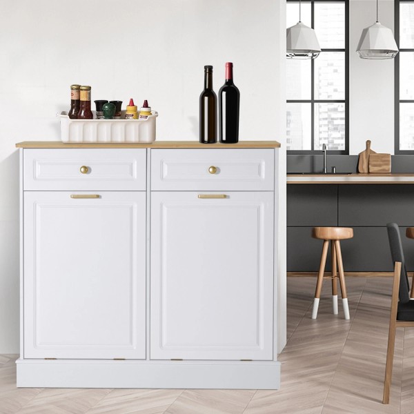Eclife Trash Cabinet Free Standing Kitchen Trash Can Holder Pet