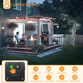 XmasBokeh Solar Rope Lights, 33Ft 135LED Solar String Lights with 8 Modes Waterproof, Flexible Solar Powered Outdoor Lights for Tree Garden Pathway Yard Pool Wedding Decoration, White