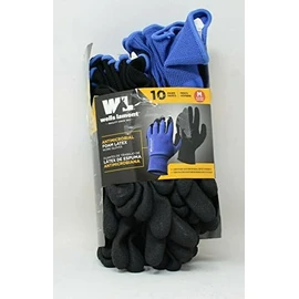 Wells Lamont Men's Antimicrobial Work Gloves Foam Latex Coating Knit Liner -10 Pairs (Medium, Black/Blue)