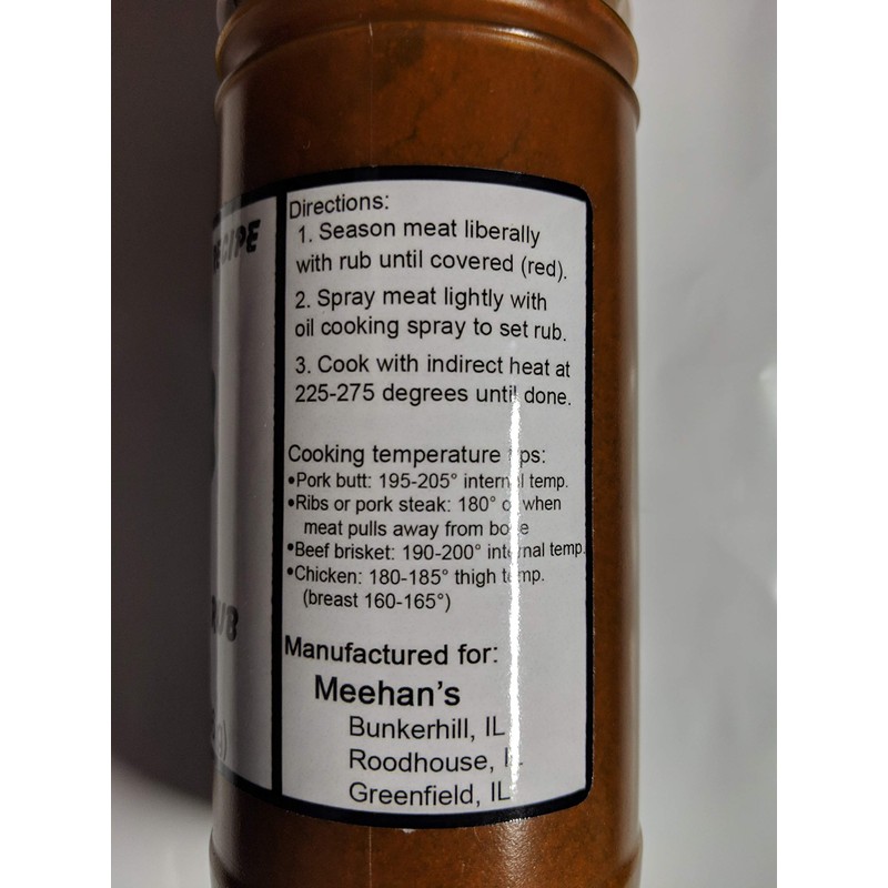 Meehan's Rib and Butt Rub Seasoning, 14 Ounce Shaker Jar