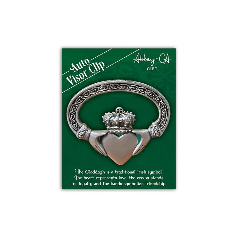 Abbey + CA Gift Irish Claddagh Visor Clip, Auto Sun