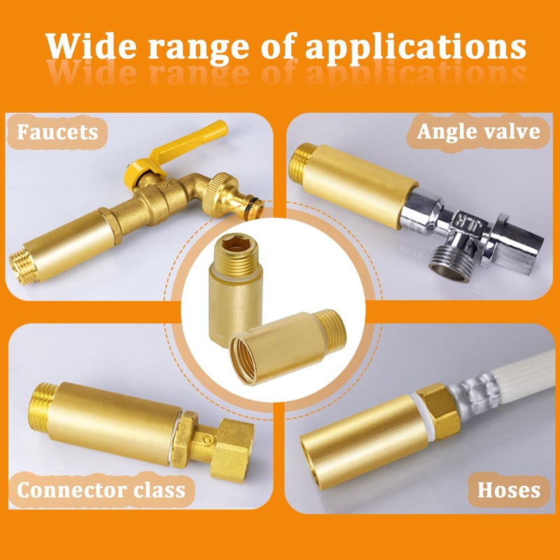 Brass Tap Extension 1/2 Inch 50 mm, Pack of 2