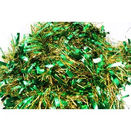 5 x Christmas Tinsel Thick 2-Tone Xmas Garland Tree Decorations - Green/Gold One Size