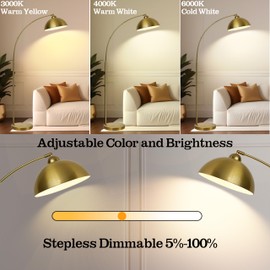 LANICHO LANICHO Arc Floor Lamp with Remote Control and Adjustable Light BulbArched Tall Lamp for Living Room, Bedroom and Reading,Ideal Choice for Home Decor(Gold)
