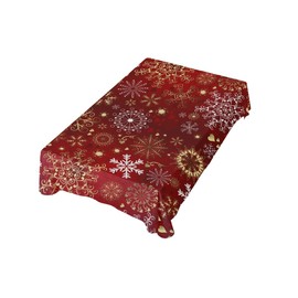senya Mantel rectangular de copos de nieve blancos y dorados para cocina, comedor, fiesta, decoración del hogar, 60 pulgadas de ancho x 90 pulgadas de largo