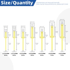 Glarks 130pcs 7 Sizes Yellow Aluminium Blind Rivets, Aluminium Handle Steel Mandrel Pop Rivet, Pop Rivet Assortment Kit, Large Flange Rivets for Metal, Furniture, Automotive