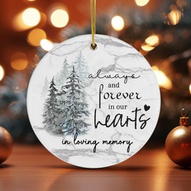 Memorial Ornaments for Loss of Loved One - Forever in Our Heart in Memory of Loved One Gifts - Memorial Ornament for Christmas Tree - Bereavement Gift Ideas - Sympathy Gift (A9)