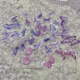 Kurimi Stickers Set of 40 Butterflies, Foil Stamping, Wrapping, Stylish, DIY Stickers, Cute, Notebook, Decorative (Purple)