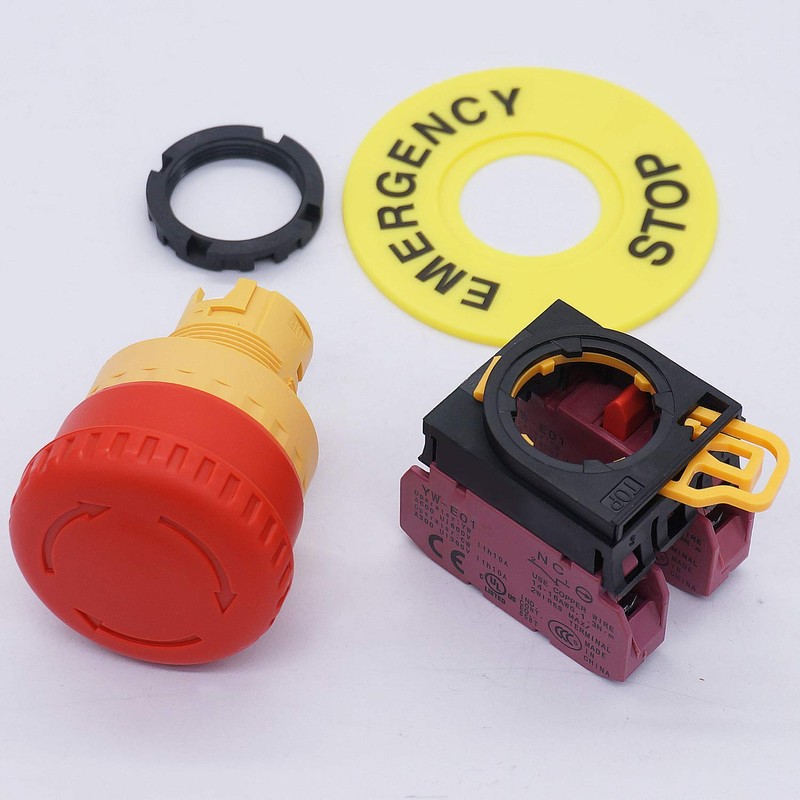 TWTADE / 22mm 2 NC Red Mushroom Latching Emergency Stop
