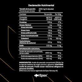 Omega 3 | Aceite De Salmón Noruego Premium Ultra Concentrado | 600 mg EPA y 400 Mg DHA | Alta Pureza | Omega 3 Platinum | Vitaminas | 60 Cápsulas | Su