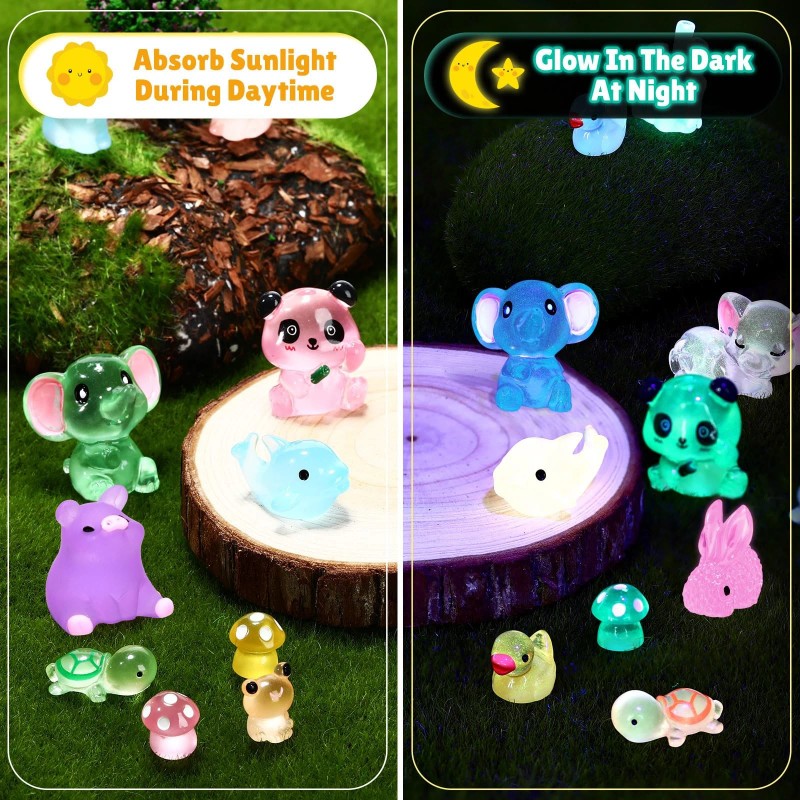 Seenelling 240 Pcs Mini Resin Animals Miniature Luminous Animals Ducks