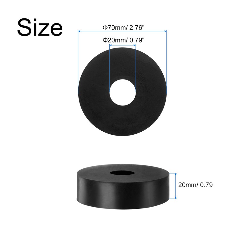 Sourcing Map 4pcs Rubber Spacers, 70mm OD x 20mm ID