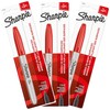 Sharpie Permanent Markers, Fine Point, Red Ink, Pack of 3